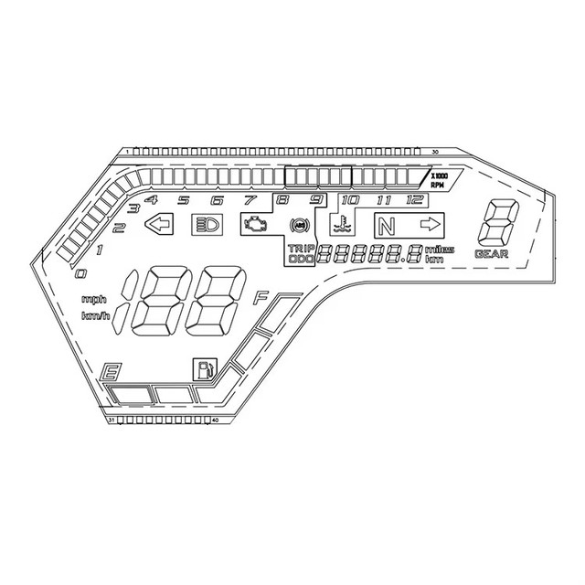 TN VA Segment Motorcycle Speedometer LCD Display Module High Performance LCD Glass