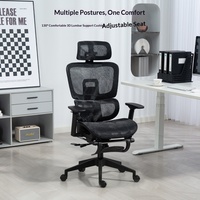 Chaise de bureau ergonomique moderne Yazhi en maille, avec repose-pieds pliable et extensible, appui-tête confortable, réglable en hauteur, pivotante et inclinable