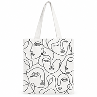 Sac fourre-tout en toile personnalisé avec impression de lettres, écologique, réutilisable, en coton, avec longues poignées, sac à bandoulière pour femmes, pour les courses quotidiennes
