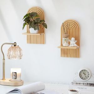 Wooden <b>Wall</b> <b>Mounted</b> Decorative <b>Shelf</b> Nordic Style Solid Wood Single Layer Irregular Shape Living Room Display Rack - Product Image 5