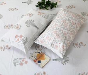 Hand Block Print Cotton Bedsheet | Jaipur Floral Indian Handmade <b>Flat</b> Sheet | Boho Bedding Bedspread - Product Image 2