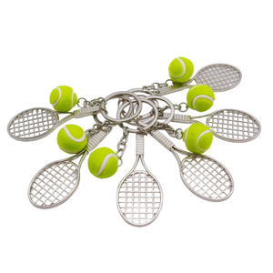 Raquette de tennis pendentif clé personnalisé designer anneau chaînes raqueta de tenis métal souple sport porte-clés raquette de tennis ensemble porte-clés - Product Image 1