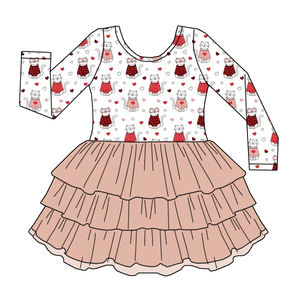 Abito in Tulle a Maniche Lunghe per Bambine di Alta Qualità, Personalizzato con Motivo a Cuore, <span class=keywords><strong>Vestito</strong></span> a Tre Strati in Tulle - Product Image 6