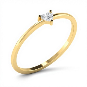 Bague Solitaire Cœur en Or Massif 10K Personnalisée avec Diamant de Laboratoire VVS1 Certifié pour Femme – Minimaliste, Promesse, Vente en Gros, Cadeau - Product Image 1