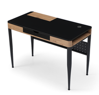 Table d'ordinateur en bois mélaminé MDF noir avec pieds en métal peint en noir Fabriqué en Chine