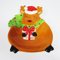 Adorable Assiette à Salade et à Beurre en Porcelaine Personnalisée avec un Dessin de Père Noël pour Enfants, Décoration de Noël, Assiettes pour Bonbons et Snacks, Fabriquées à la Main, Durables