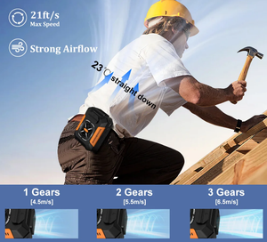 Ventilateur portable à suspendre à la taille, rechargeable par USB, pour une utilisation extérieure toute la journée, avec batterie externe et éclairage intégrés. - Product Image 3