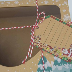 Grande Scatola Ecologica in Carta Kraft per Dolci Natalizi e Regali, con Pupazzo di Neve, Babbo Natale e Biglietto Regalo - Product Image 6