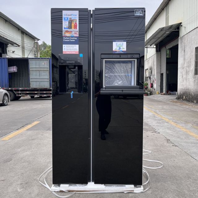 Side by Side Fridge With Ice Crusher Ice Maker and Wine Bar 613L Large Capacity Air Cooled Auto Defrost BLDC Inverter 220 50/60