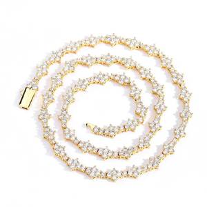 6.5mm Hip Hop takı 18K altın kaplama tenis zincir bilezik kolye kadınlar erkekler için Bling elmas tenis takı - Product Image 1