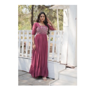 Vestido Georgette DE TRABAJO bordado multihilo para boda y ocasión de fiesta vestido de novia a precio mayorista - Product Image 1