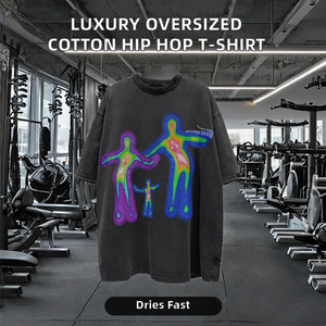 Camiseta Extra Grande de Alta Calidad para Hombre, Estilo Casual y de Lujo, Hip Hop, Algodón, Lavado Ácido, Ecológica, Personalizable para Impresión Digital - Product Image 2