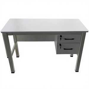 Escritorio de Oficina Moderno, Blanco, Duradero, de Diseño Simple, con Cajones de Metal y Madera para Uso Escolar u Oficina - Product Image 1