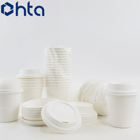 Gobelet en papier bagasse 100 % compostable écologique, boîte d'emballage en pulpe moulée avec logo personnalisé, couvercle dôme pour tasse à café compostable, écologique