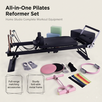 Pilates Reformer Faltbarer Eisenrahmen Quadratische Box Fünf Stufen Widerstandsbänder Pilates Ring - Tragbares Pilates-Studio Heimtraining