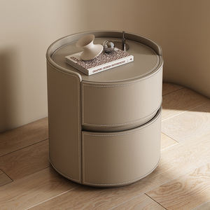 Comodino Creativo di Lusso in Pelle a Sella Famoso sui Social Comodino Moderno Minimalista in Legno Massello Semplice Contenitore da Camera da Letto - Product Image 3