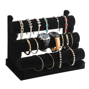 Expositor de pulseras de tres niveles, de gamuza, para <span class=keywords><strong>relojes</strong></span>, joyas y accesorios, con diseño empalmado. - Product Image 2
