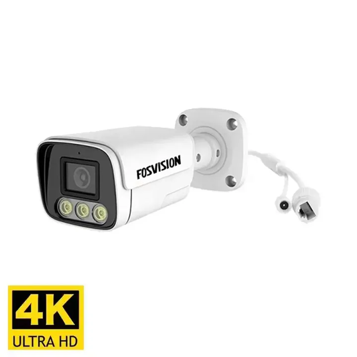 Fosvision 4k 8mp Poe IP 카메라 풀 컬러 야간 투시경 야외 Ir 보안 방수 감시 총알 Cctv 카메라 265