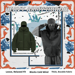 Sweat à capuche oversize en molleton français de poids lourd 600 g/m² pour homme, vert armée, uni, streetwear, 100 % coton, fermeture éclair sur le devant, cagoule - Product Image 2