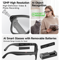 Lunettes Intelligentes IA avec Caméra HD 13 Mégapixels, Double Micro Anti-Bruit, Caméra 1080P Anti-Tremblement et Traduction Multilingue