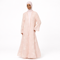 Nouvelle Collection 2026 : Abaya Kimono Élégante Printemps en Dentelle Perlée, Broderie Florale Ornée, Sur Mesure, Luxe Mariage OEM