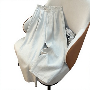 High Waist Linen Cotton Wide Leg Pants Loose Straight <b>Trousers</b> Solid Summer Casual Bottoms - Product Image 4