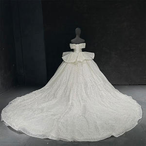 Jancember LSYY018 Princess <b>Boat</b> Neck Empire Bridal Puffy Women's Long Tail Dresses - Product Image 4