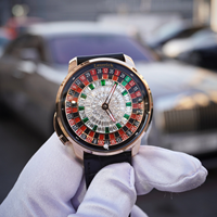 Montre mécanique automatique de luxe pour homme, design de roue sertie de diamants, acier inoxydable, étanche, cristal saphir, calendrier, affaires