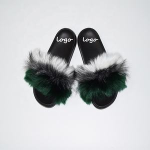 Pantoufles en fourrure de raton laveur pour femmes, sandales d'extérieur en fourrure de <span class=keywords><strong>renard</strong></span> - Product Image 2