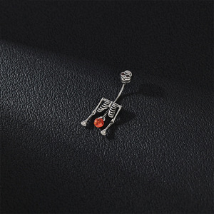 16G Halloween bụng nút nhẫn thép không gỉ lủng lẳng <span class=keywords><strong>Skull</strong></span> rốn Vòng cho phụ nữ người đàn ông cơ thể piercing đồ trang sức - Product Image 4