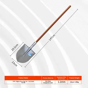 Pala <span class=keywords><strong>de</strong></span> Acero al Manganeso con Cabeza Cuadrada, Color Natural Plateado/Marrón, Mango <span class=keywords><strong>de</strong></span> Madera, Hoja <span class=keywords><strong>de</strong></span> 420 mm x 240 mm, Pala para Obras <span class=keywords><strong>de</strong></span> Construcción - Product Image 2