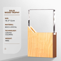 HBL Nouveau design Gravure de bateau à voile personnalisée Plaque de récompense Base carrée en bois vierge Trophée de récompenses en cristal