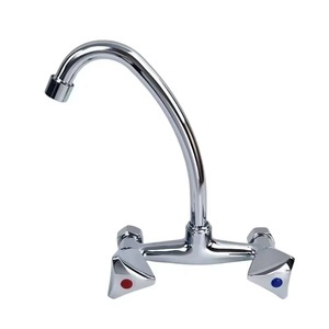 Grifo de Cocina Moderno de Pared con 2 Manijas, Válvula de Cerámica, Fácil Instalación, Diseño de Lámina Plana, 1.0-1.9 gal/m - Product Image 4