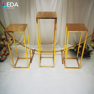 LEDA Wedding Event <b>Party</b> <b>Table</b> Decor Modern Basic Model Gold Stainless Steel Square Metal Flower Stand - Product Image 4