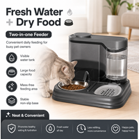 Distributeur d'eau et de nourriture automatique 2-en-1 noir pour animaux de compagnie, grande capacité, en plastique de qualité alimentaire, pour chats et chiens, usage domestique