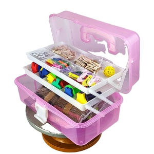 Chariot de rangement à 3 niveaux pour boîtes de couture avec compartiments, pour un espace bien rangé et propre - Product Image 1