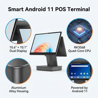 Machine de caisse COMPAX Android à double écran 15,6"+10,1" Processeur RK3568 4G+32G Système POS tout-en-un Corps en aluminium anodisé