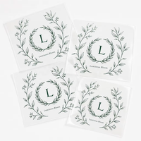 Autocollants de transfert UV DTF personnalisés, impression de logo botanique, film transparent sans fond, décalcomanie pour bouteille en verre, OEM, faible MOQ