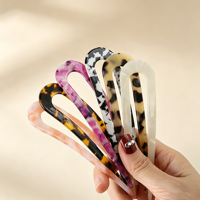 CHUJIAN Pince à cheveux en acétate style français avec logo personnalisé, barrettes vintage en forme de U pour chignon, accessoires pour filles et femmes