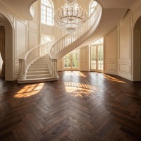 Piso de Madera de Roble Ruso Estilo Nogal Negro Chocolate Oscuro, Parqué en Espiga de 14 mm