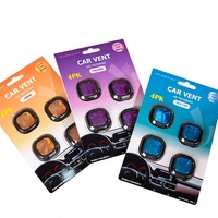 Lot de 4 diffuseurs modernes en plastique solide pour grille d'aération de voiture - Désodorisant liquide pour voiture aux huiles essentielles, senteurs personnalisées, OEM