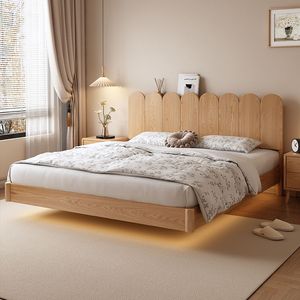 Cama de madera maciza de 1.8m/1.5m con base baja y almacenamiento, cama doble de madera de cerezo para dormitorio principal - Product Image 4