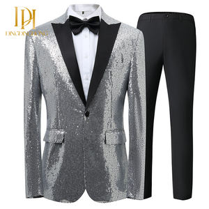 The Gold Sequined Men's <strong>Jacket</strong> Is a Wedding Best Man Suit for the Host's Studio - Product Image 5
