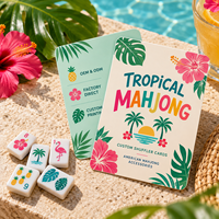 Cartes à mélanger portables en plastique PP, motif tuiles, fruits rétro, Mahjong américain, mélangeur, cadeau de déménagement portable