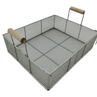 Panier rectangulaire en treillis métallique d'acier inoxydable pour cuisine et salle de bain, avec poignées en bois, durable, de haute qualité, outils robustes et compétitifs