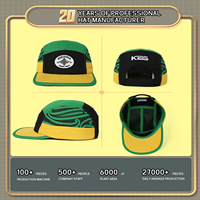 Gorra Deportiva Ajustable de 5 Paneles, Bicolor, Personalizada OEM, con Logotipo en Parche Tejido, para Aventuras al Aire Libre, Pesca y Playa