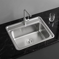 Évier de cuisine encastrable en acier inoxydable à cuve unique, finition brossée, carré, pour bar, usage commercial