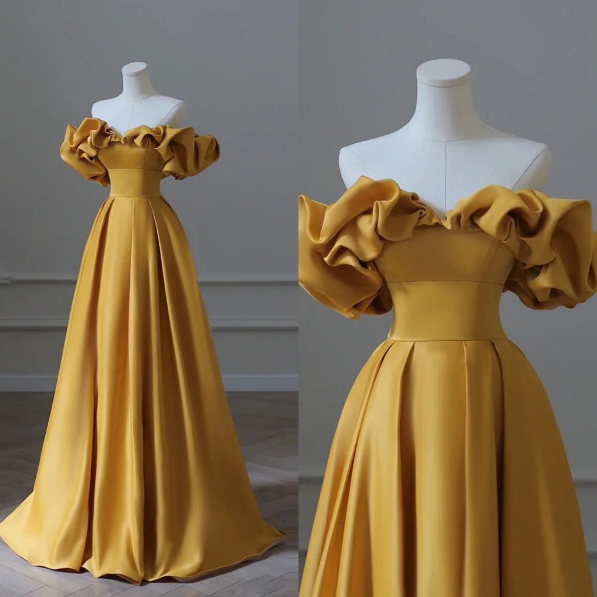 slim fit dress slacks Simple Yellow V Neck Prom Dress,Yellow Graduation Dress Y7307 –  Simplepromdress