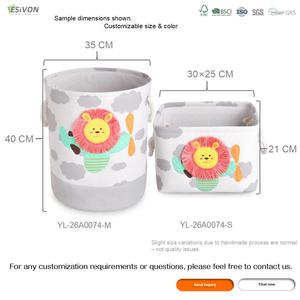 Cesta <span class=keywords><strong>de</strong></span> Almacenamiento <span class=keywords><strong>de</strong></span> Algodón y Lino con Diseño <span class=keywords><strong>de</strong></span> León <span class=keywords><strong>de</strong></span> Dibujos Animados para Niños, con Asas, Redonda y Rectangular, para Guardar Juguetes y Ropa en la Habitación Infantil - Product Image 4
