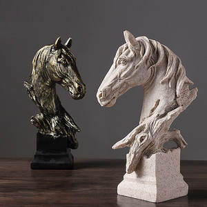 פסל ראש סוס בגודל טבעי עשוי שרף, פסל חיה מפיברגלס בהתאמה אישית, גלריית אמנות מודרנית מינימליסטית - Product Image 6